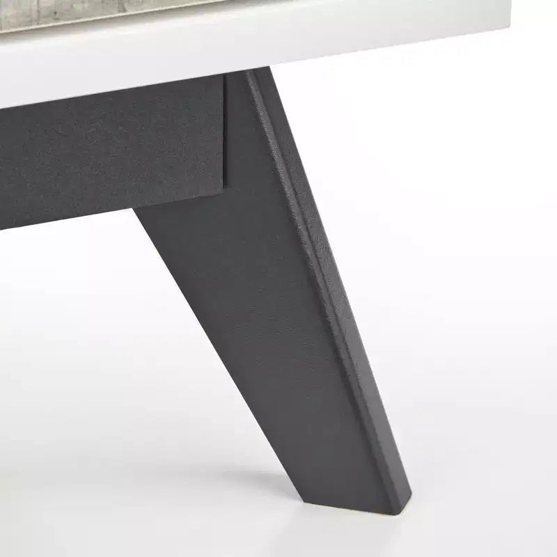 Comò a 6 cassetti in stile metà secolo, grigio/bianco, per 1 persona
