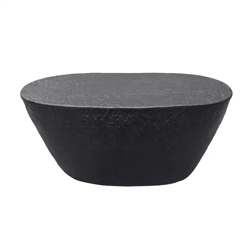 The Urban Port 36" Coffee Table Handcrafted Hammered Design Matte Black Sculptural Aluminum Frame Black