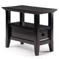 14" Halifax Narrow Side Table Hickory Brown - WyndenHall: Drawer, Open Shelf, Pine Material