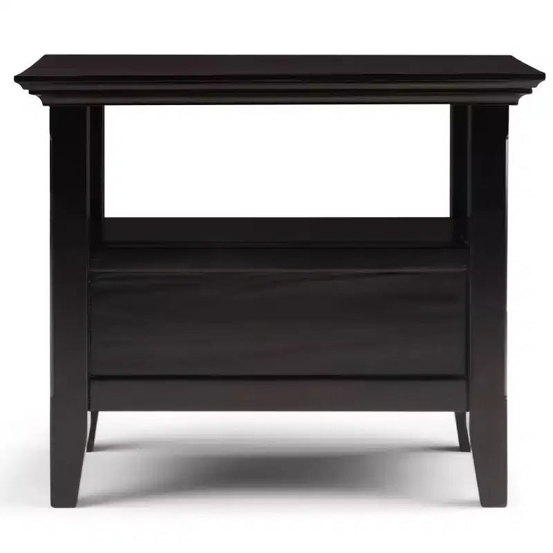 Tavolino laterale stretto Hickory Brown con cassetto e ripiano aperto, in pino, montaggio per 1 persona