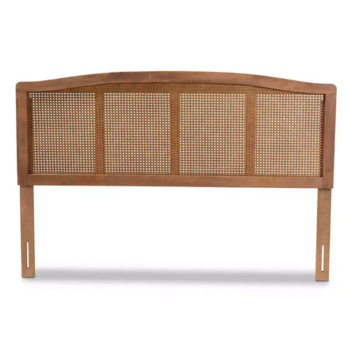 Testata Letto in Rattan e Legno di Frassino Noce Mid-Century – Matrimoniale/Queen/King