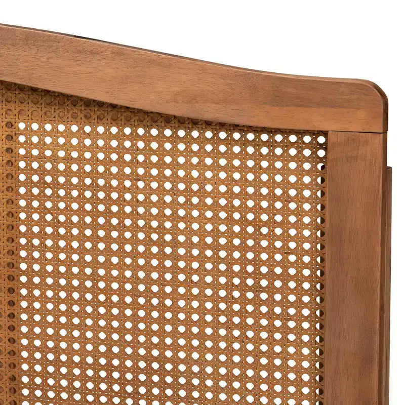 Testata Letto in Rattan e Legno di Frassino Noce Mid-Century – Matrimoniale/Queen/King