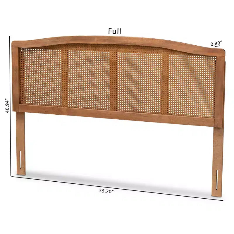 Testata Letto in Rattan e Legno di Frassino Noce Mid-Century – Matrimoniale/Queen/King