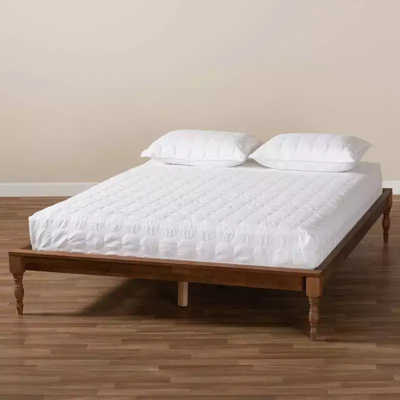 Letto a piattaforma in noce con gambe tornite – Matrimoniale/Queen/King