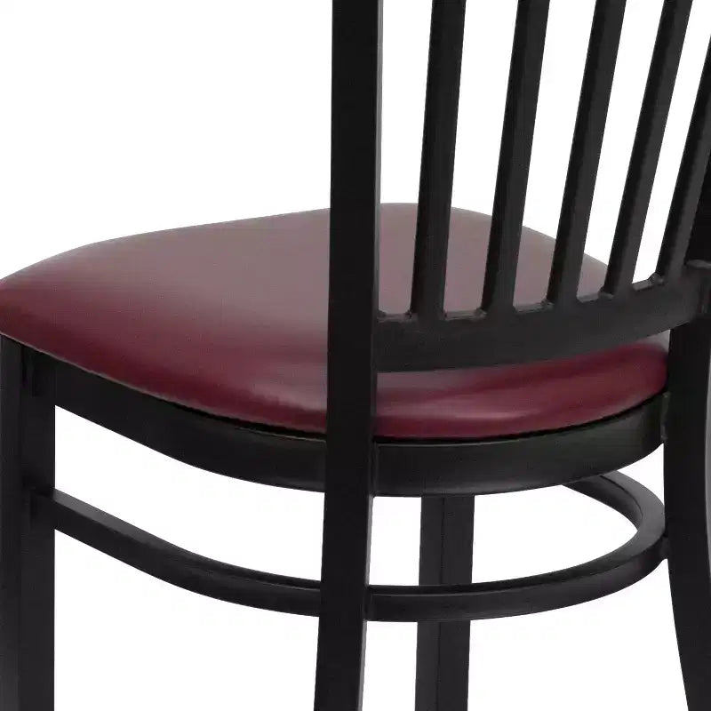 Sedia da pranzo in metallo con seduta in vinile e legno nera/multicolore, seduta singola