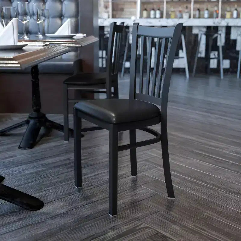 Sedia da pranzo in metallo con seduta in vinile e legno nera/multicolore, seduta singola