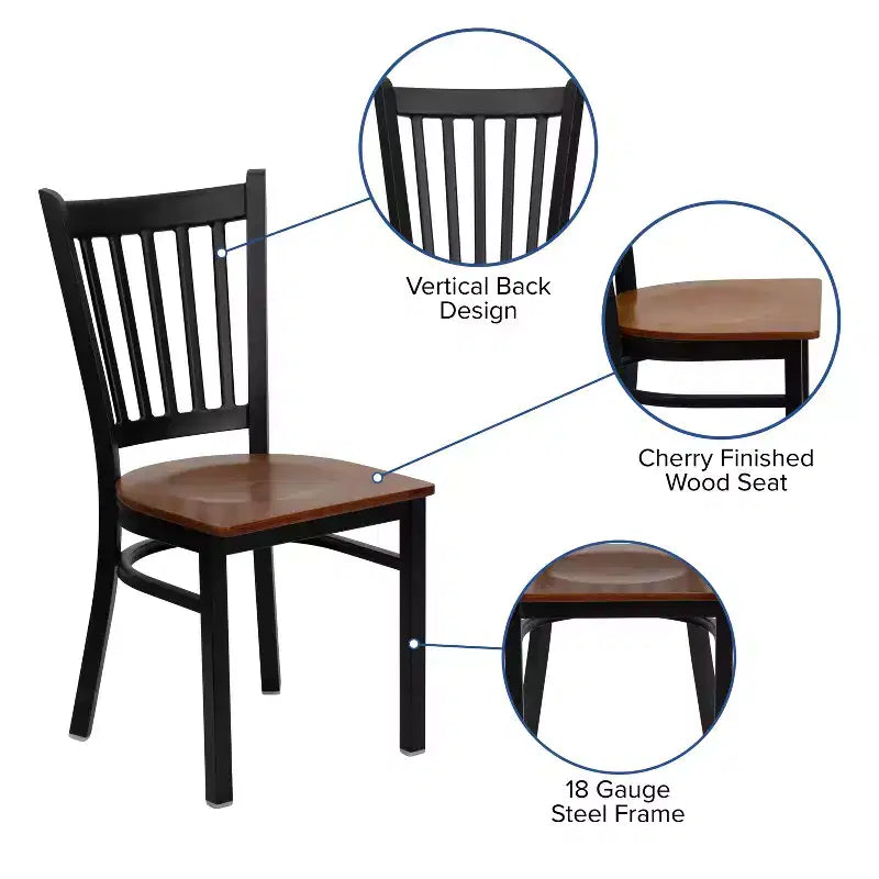 Sedia da pranzo in metallo con seduta in vinile e legno nera/multicolore, seduta singola