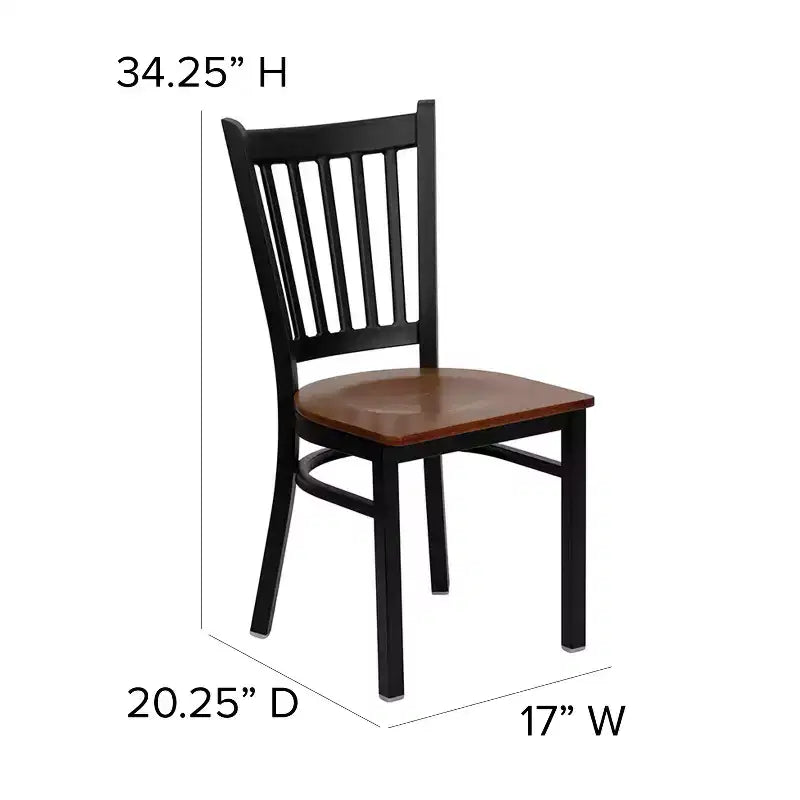 Sedia da pranzo in metallo con seduta in vinile e legno nera/multicolore, seduta singola