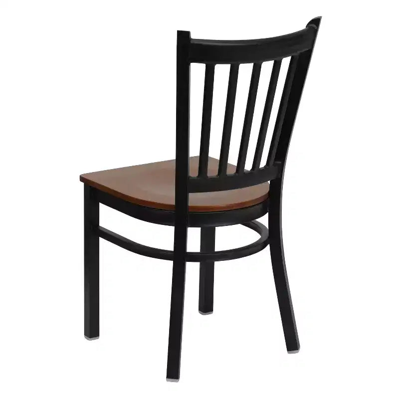 Sedia da pranzo in metallo con seduta in vinile e legno nera/multicolore, seduta singola