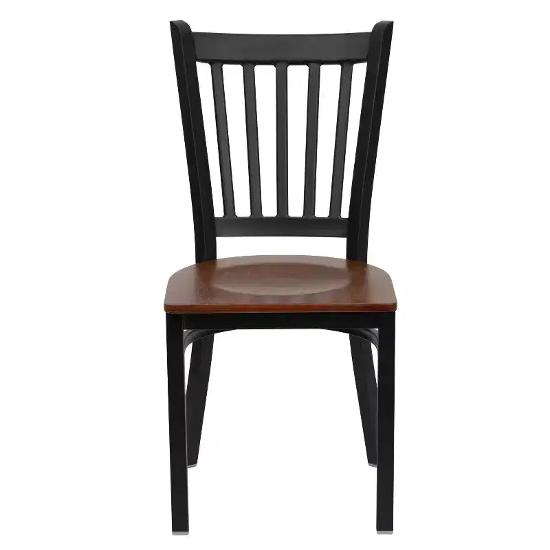 Sedia da pranzo in metallo con seduta in vinile e legno nera/multicolore, seduta singola