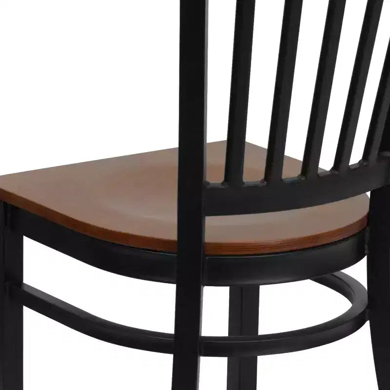 Sedia da pranzo in metallo con seduta in vinile e legno nera/multicolore, seduta singola