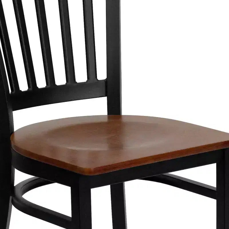 Sedia da pranzo in metallo con seduta in vinile e legno nera/multicolore, seduta singola