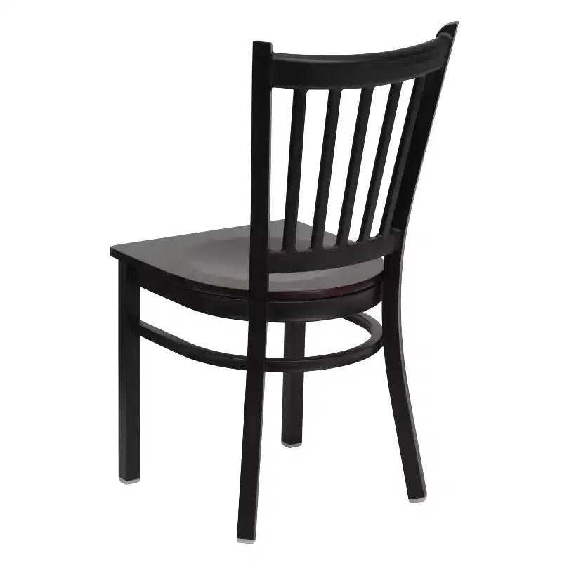 Sedia da pranzo in metallo con seduta in vinile e legno nera/multicolore, seduta singola