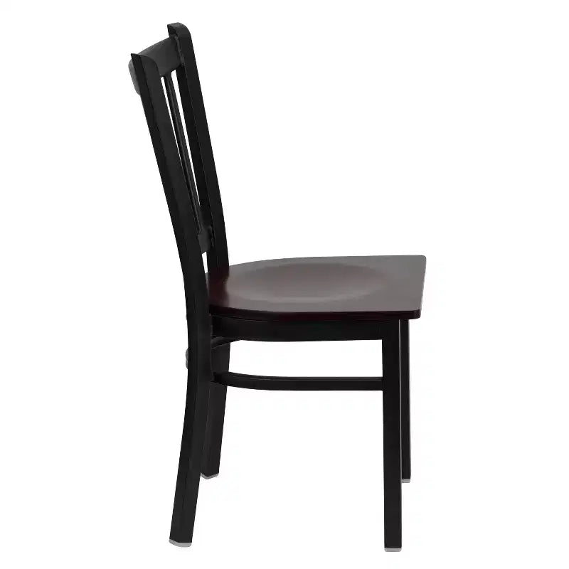 Sedia da pranzo in metallo con seduta in vinile e legno nera/multicolore, seduta singola