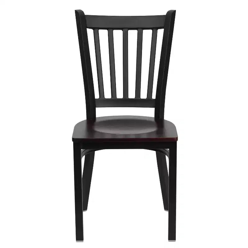 Sedia da pranzo in metallo con seduta in vinile e legno nera/multicolore, seduta singola