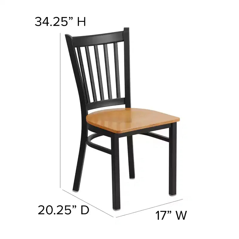 Sedia da pranzo in metallo con seduta in vinile e legno nera/multicolore, seduta singola