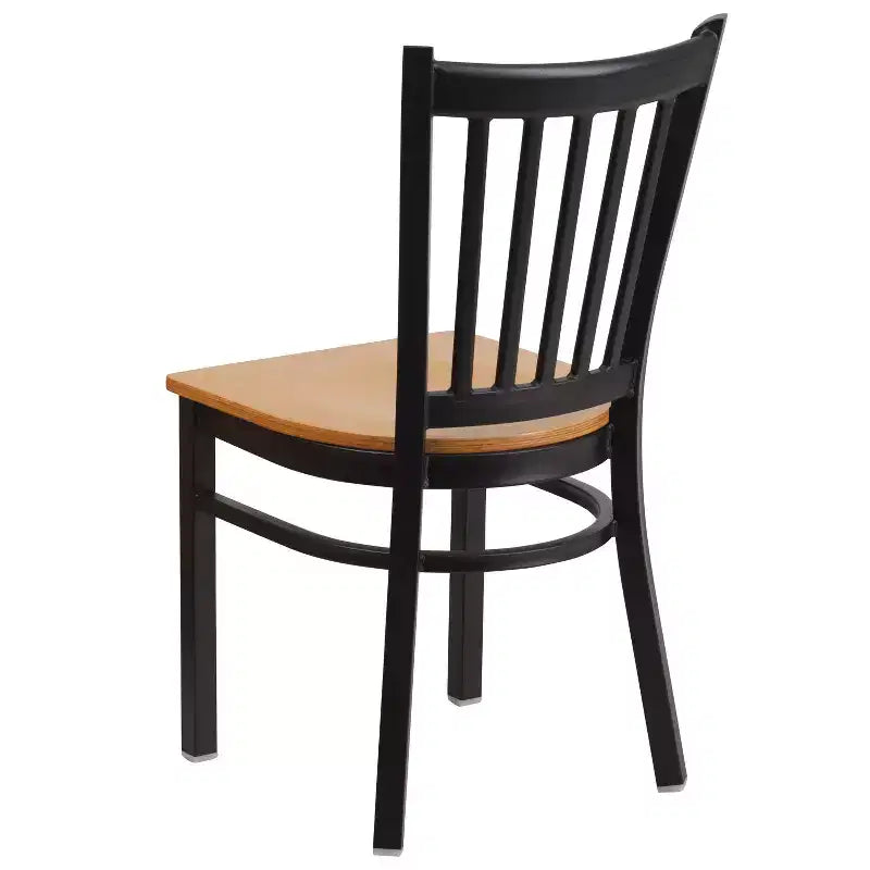 Sedia da pranzo in metallo con seduta in vinile e legno nera/multicolore, seduta singola