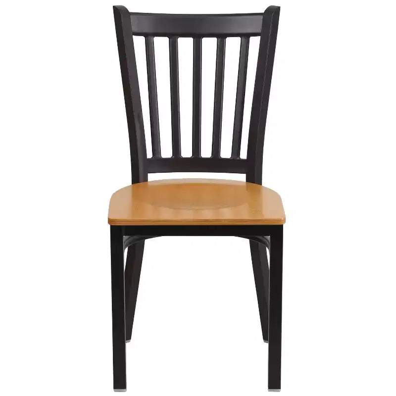 Sedia da pranzo in metallo con seduta in vinile e legno nera/multicolore, seduta singola