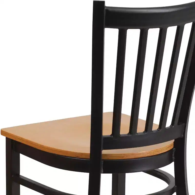 Sedia da pranzo in metallo con seduta in vinile e legno nera/multicolore, seduta singola