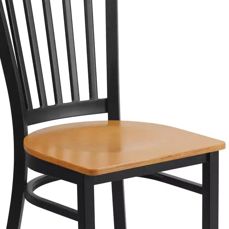 Sedia da pranzo in metallo con seduta in vinile e legno nera/multicolore, seduta singola