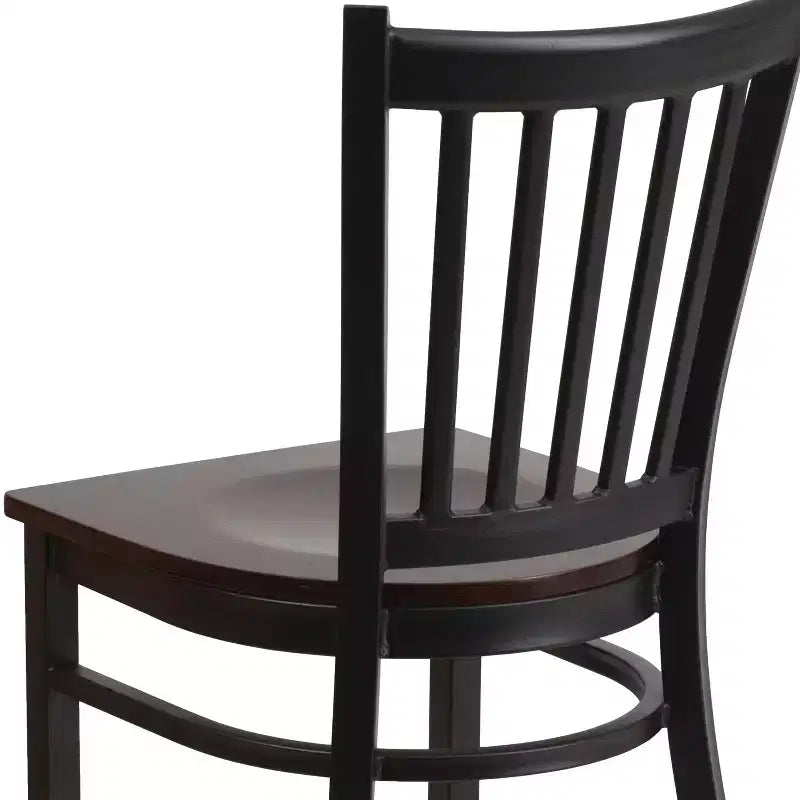Sedia da pranzo in metallo con seduta in vinile e legno nera/multicolore, seduta singola