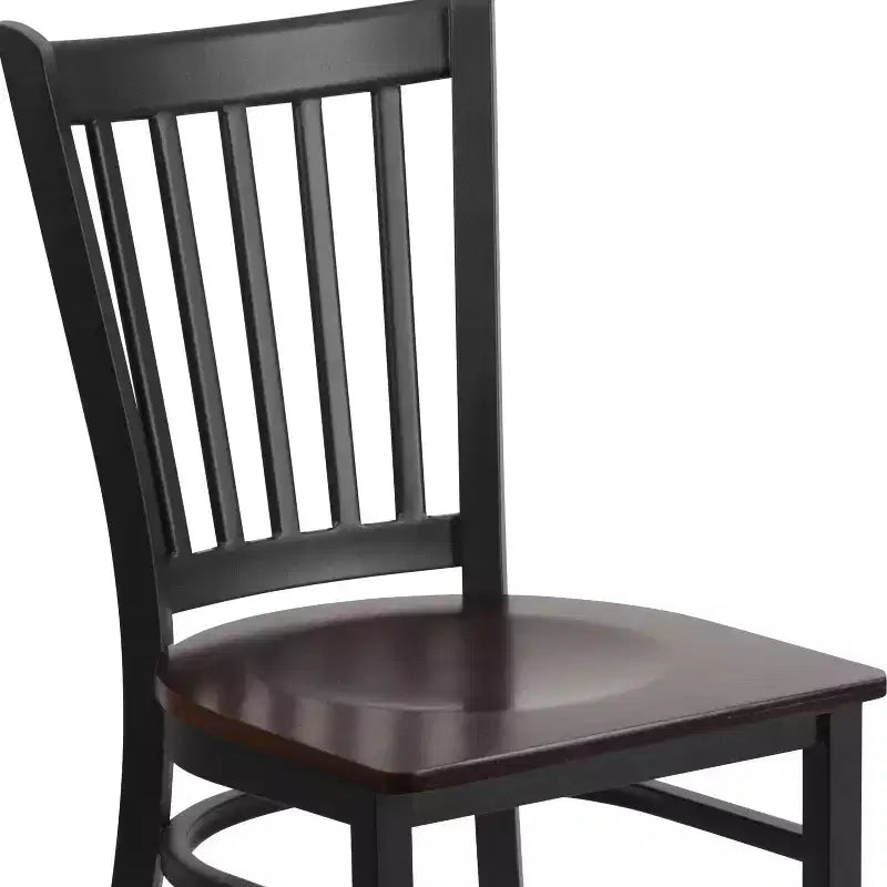Sedia da pranzo in metallo con seduta in vinile e legno nera/multicolore, seduta singola