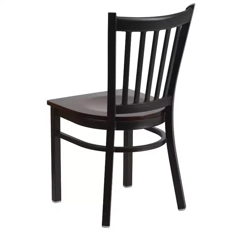 Sedia da pranzo in metallo con seduta in vinile e legno nera/multicolore, seduta singola