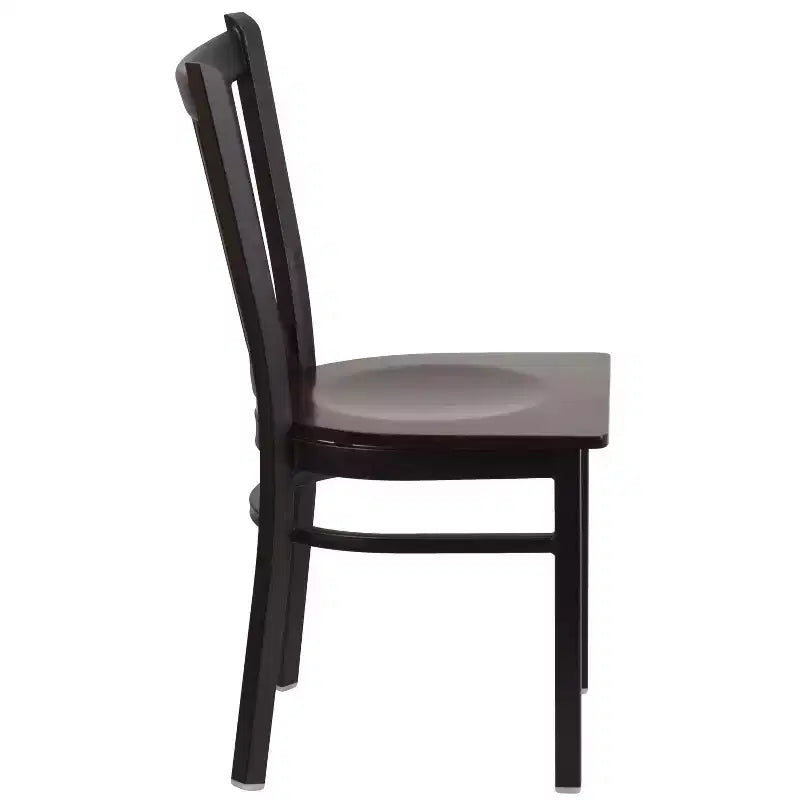 Sedia da pranzo in metallo con seduta in vinile e legno nera/multicolore, seduta singola