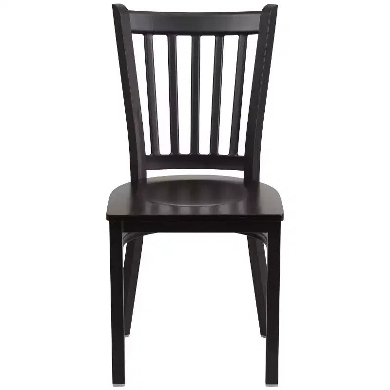 Sedia da pranzo in metallo con seduta in vinile e legno nera/multicolore, seduta singola