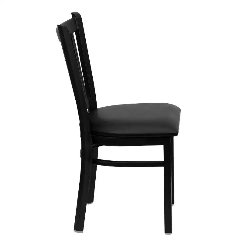 Sedia da pranzo in metallo con seduta in vinile e legno nera/multicolore, seduta singola
