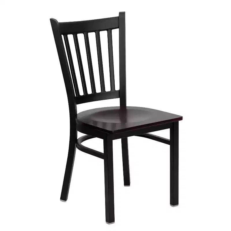 Sedia da pranzo in metallo con seduta in vinile e legno nera/multicolore, seduta singola