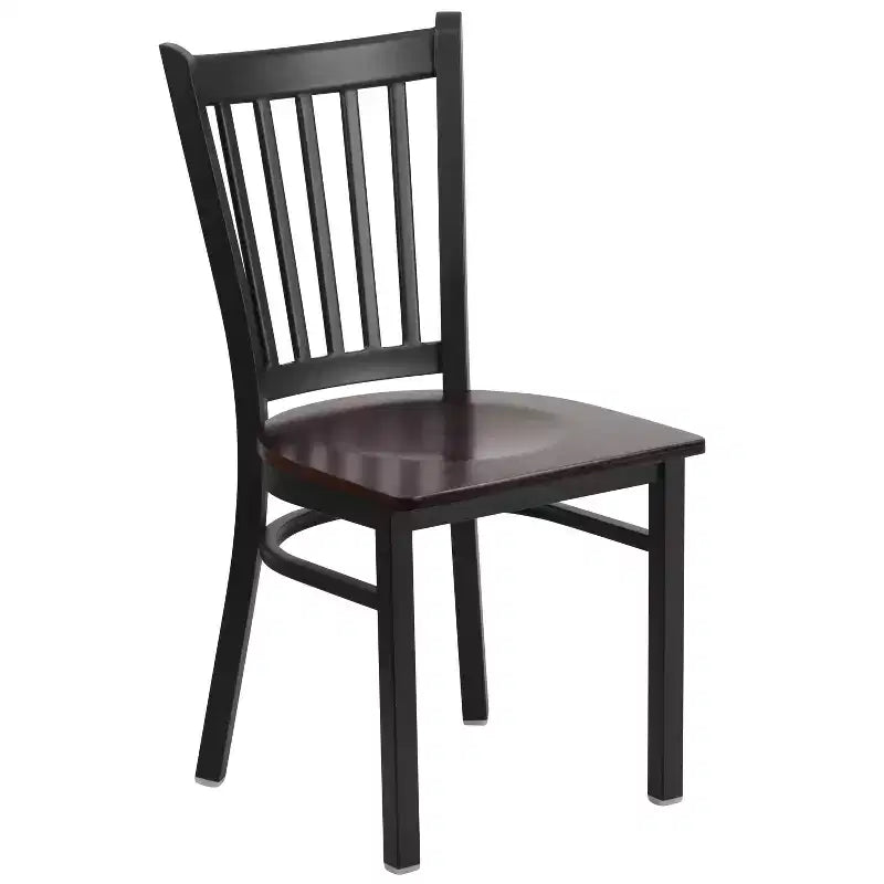 Sedia da pranzo in metallo con seduta in vinile e legno nera/multicolore, seduta singola