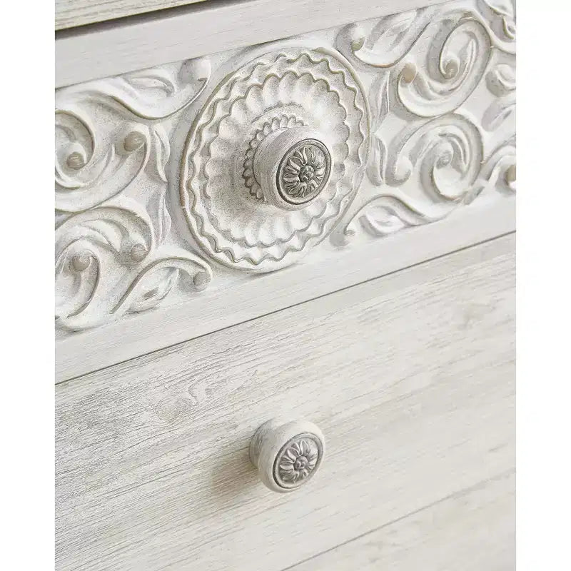 Cassettiera a 6 cassetti, stile Boho, 1 persona, finitura sbiancata