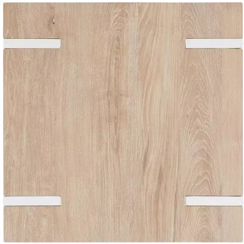 Tavolino Quadrato Bianco con Piano in Legno Naturale, Struttura in Ferro, 1 pezzo