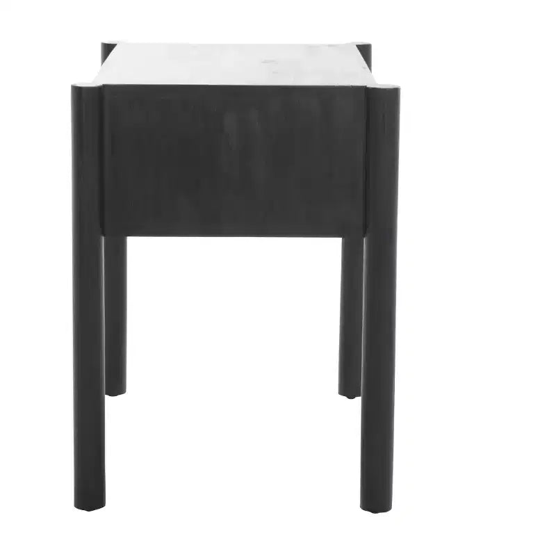 Comodino a 1 cassetto Nero/Naturale, Legno di Mango, 1 persona