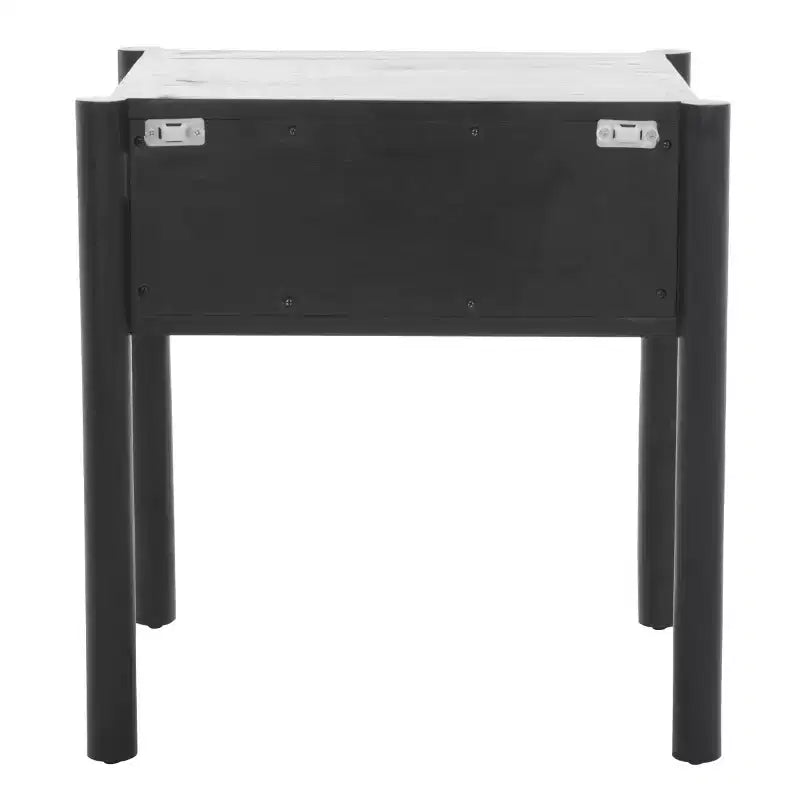 Comodino a 1 cassetto Nero/Naturale, Legno di Mango, 1 persona