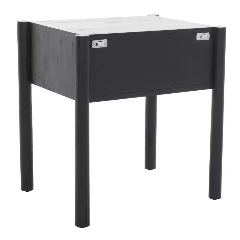 Comodino a 1 cassetto Nero/Naturale, Legno di Mango, 1 persona