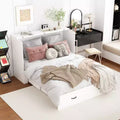 Famapy White Murphy Bed with Drawer  Pull-Out Bed Frame + Built-In Charging Station