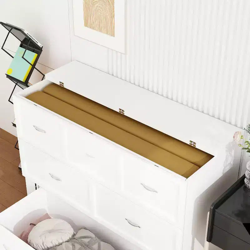 Letto estraibile a scomparsa Murphy bianco con cassetto e stazione di ricarica, una piazza e mezza/matrimoniale, 1–2 persone