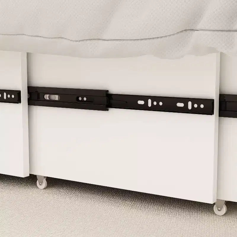 Letto estraibile a scomparsa Murphy bianco con cassetto e stazione di ricarica, una piazza e mezza/matrimoniale, 1–2 persone