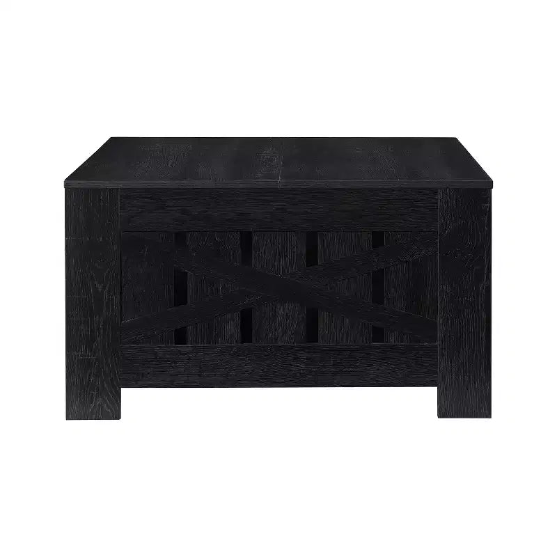 Tavolino da caffè quadrato da fattoria in rovere nero / rovere / noce con ripiano aperto, 1 pezzo