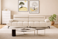 Divano componibile in pelle PU beige, 3 posti, design sdoppiato