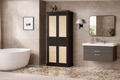 Mobiletto alto nero con anta in rattan, indipendente, singolo