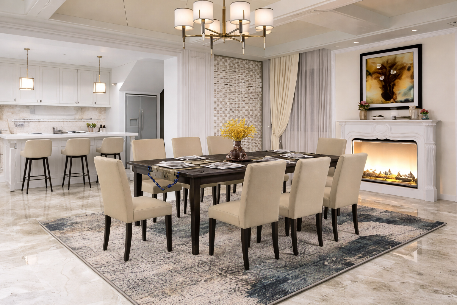 Set da pranzo quadrato alto 9 pezzi con 8 posti a sedere